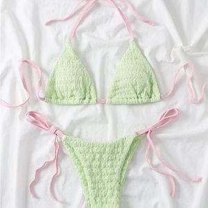 Green & Pink Bikini Set
